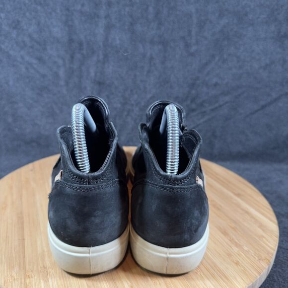 ECCO Soft 7 Women's EU 39 US 8 Nubuck Leather Zip Bootie Black Ankle Boots Flat - Picture 4 of 8